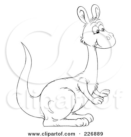 Royalty-Free (RF) Clipart Illustration of a Coloring Page Outline Of A Cute Kangaroo by Alex Bannykh
