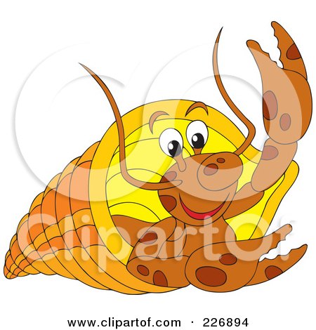 Royalty-Free (RF) Clipart Illustration of a Happy Hermit Crab Waving by Alex Bannykh