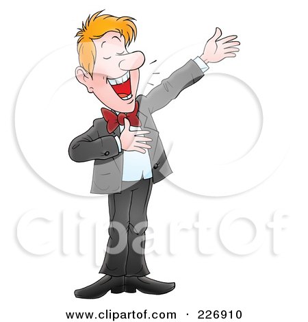 Royalty-Free (RF) Clipart Illustration of a Man Presenting And Announcing by Alex Bannykh