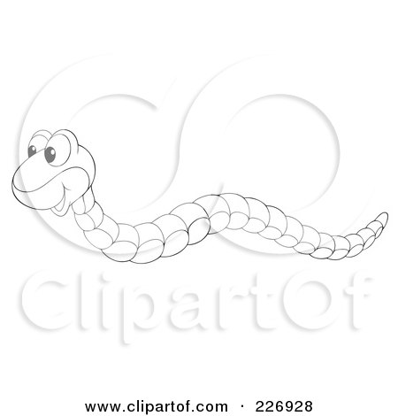 Royalty-Free (RF) Clipart Illustration of a Coloring Page Outline Of A Cute Snake by Alex Bannykh