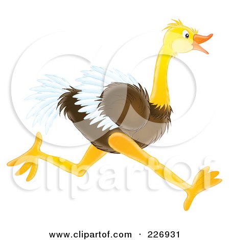 Royalty-Free (RF) Clipart Illustration of a Running Ostrich by Alex Bannykh