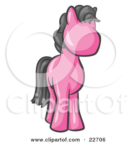 Clipart Illustration of a Cute Pink Pony Horse Looking Out At The Viewer by Leo Blanchette