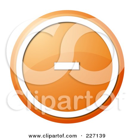 Royalty-Free (RF) Clipart Illustration of a Round Orange And White Shiny Minus Button Icon by oboy