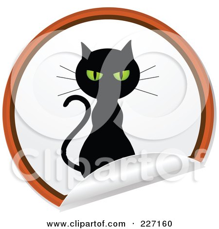 Royalty-Free (RF) Clipart Illustration of a Peeling Halloween Sticker Of A Black Cat by elaineitalia
