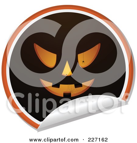 Royalty-Free (RF) Clipart Illustration of a Peeling Halloween Sticker Of A Jackolantern by elaineitalia