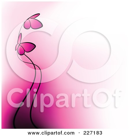 Royalty-Free (RF) Clipart Illustration of a Background Of Two Pink Butterflies And Gradient Pink To White by elena