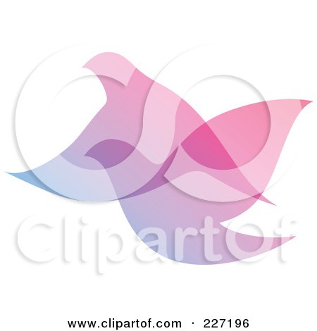 Royalty-Free (RF) Clipart Illustration of a Gradient Dove Overlay Logo Icon by elena
