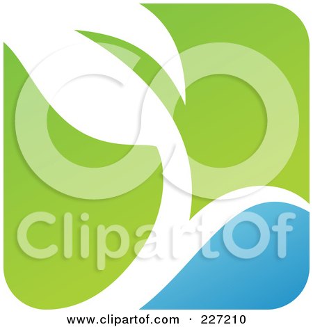 Royalty-Free (RF) Clipart Illustration of a Green, Blue And White Botanical Logo Icon - 3 by elena
