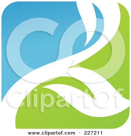 Royalty-Free (RF) Clipart Illustration of a Green, Blue And White Botanical Logo Icon - 1 by elena