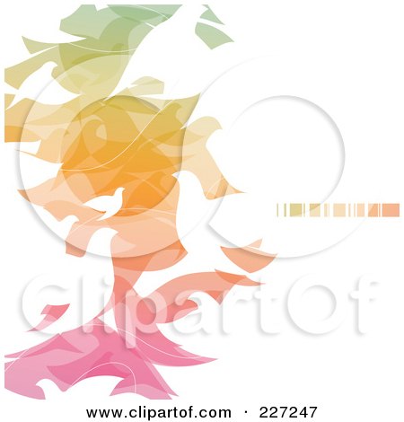Royalty-Free (RF) Clipart Illustration of an Abstract Background Of Gradient Colors And White Doves On White by elena