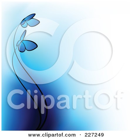 Royalty-Free (RF) Clipart Illustration of a Background Of Two Blue Butterflies And Gradient Blue To White by elena