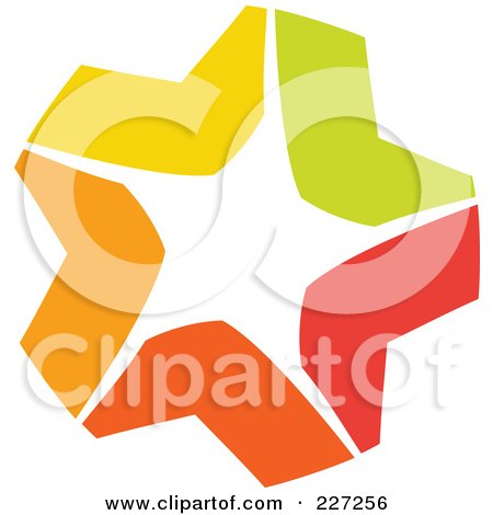 Royalty-Free (RF) Clipart Illustration of an Abstract Orange, Green, Red And Yellow Star Logo Icon - 7 by elena