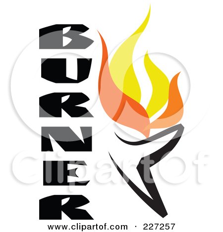 Royalty-Free (RF) Clipart Illustration of a Flaming Burner With Text Logo by elena