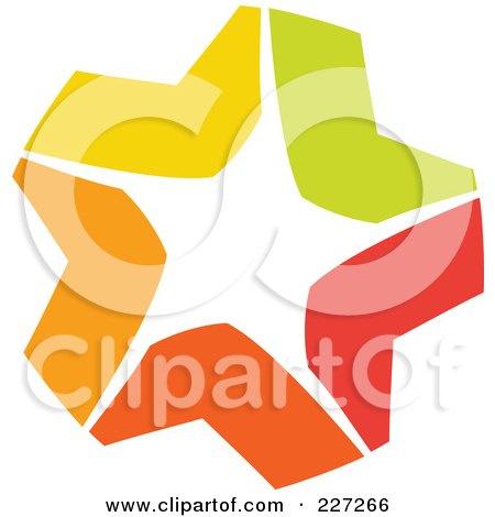 Royalty-Free (RF) Clipart Illustration of a Yellow, Green, Red And Orange Star by elena