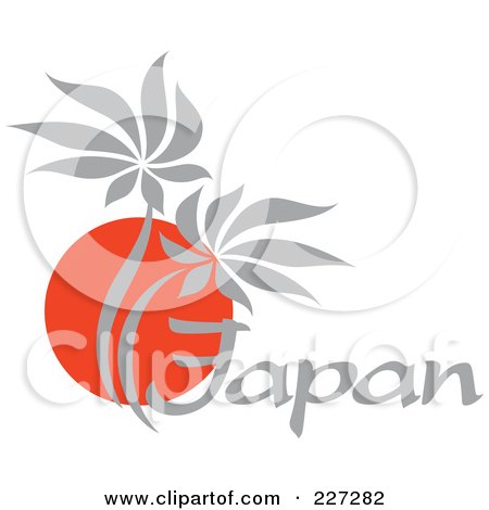 Royalty-Free (RF) Clipart Illustration of a Red And Gray Palm Tree Japan Logo by elena