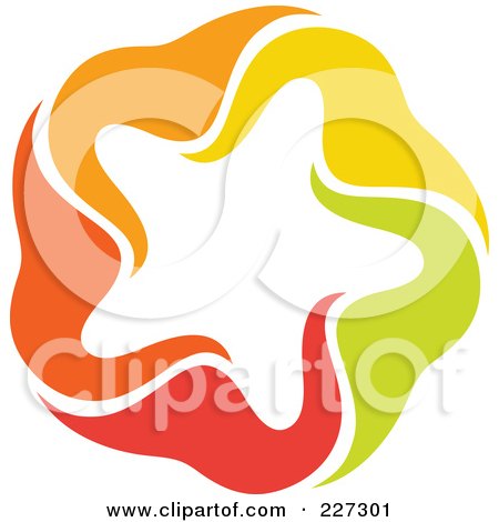 Royalty-Free (RF) Clipart Illustration of an Abstract Orange, Green, Red And Yellow Star Logo Icon - 1 by elena