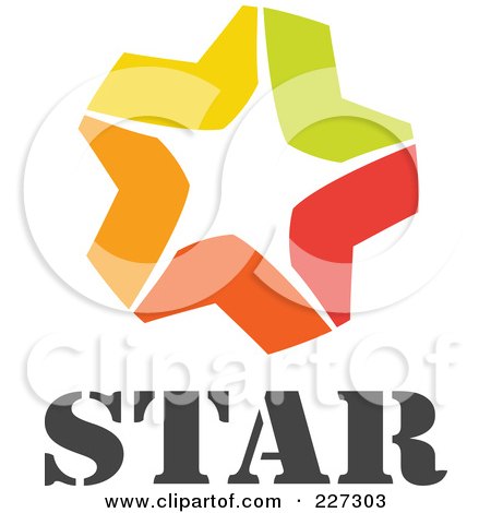 Royalty-Free (RF) Clipart Illustration of a Yellow, Green, Red And Orange Star With Text by elena
