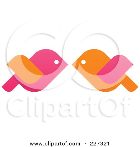 Royalty-Free (RF) Clipart Illustration of Orange And Pink Love Birds Kissing by elena