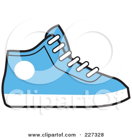 Royalty-Free (RF) Clipart Illustration of a Blue And White Hi Top Sneaker by Johnny Sajem