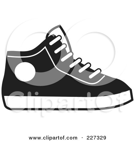Royalty-Free (RF) Clipart Illustration of a Black And White Hi Top Sneaker by Johnny Sajem