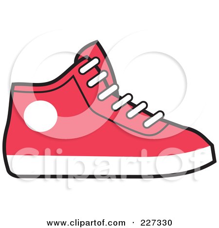 Royalty-Free (RF) Clipart Illustration of a Red And White Hi Top Sneaker by Johnny Sajem