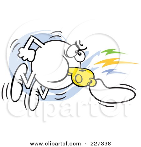 Royalty-Free (RF) Clipart Illustration of a Moodie Character Angrily Blowing A Whistle by Johnny Sajem