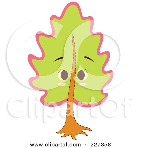 Royalty-Free (RF) Clipart Illustration of a Cute Tree With A Face - 1 by Cherie Reve
