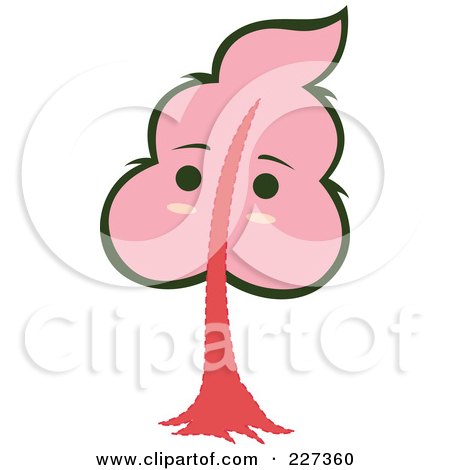 Royalty-Free (RF) Clipart Illustration of a Cute Tree With A Face - 5 by Cherie Reve