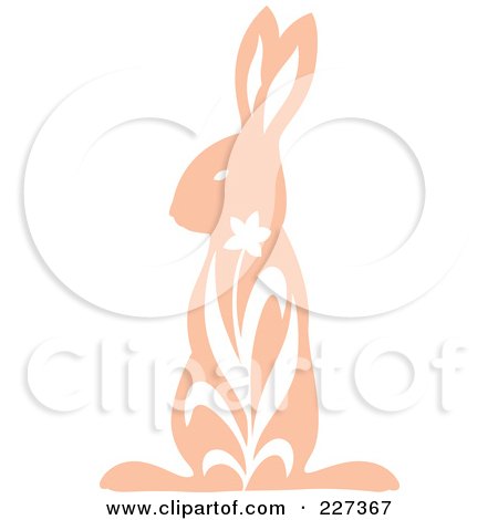 Royalty-Free (RF) Clipart Illustration of a Vintage Styled Rabbit With White Floral Designs - 1 by Cherie Reve