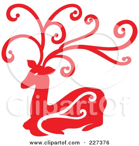 Royalty-Free (RF) Clipart Illustration of a Red Reindeer With Swirl Designs - 5 by Cherie Reve