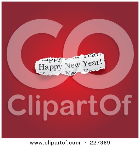 Royalty-Free (RF) Clipart Illustration of a Cut Out Piece Of Happy New Year Paper On Gradient Red by Eugene