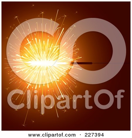 Royalty-Free (RF) Clipart Illustration of a Sparkler With Oranage Light Over Orange by Eugene