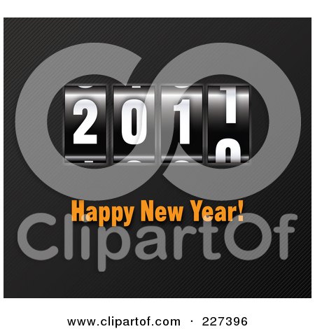Royalty-Free (RF) Clipart Illustration of a Counter Turning To 2011 With Orange Happy New Year Text On Diagonal Stripes by Eugene