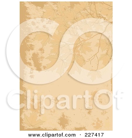 Royalty-Free (RF) Clipart Illustration of a Grungy Beige Background Of Autumn Leaves by Pushkin