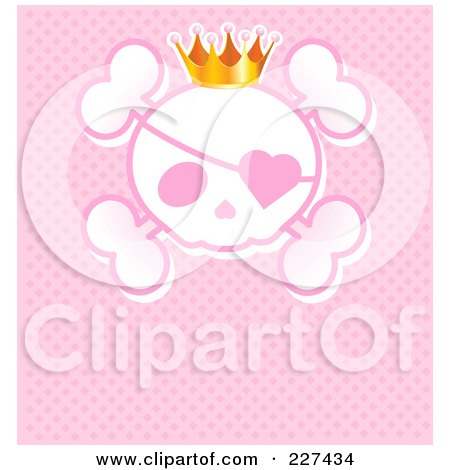 Royalty-Free (RF) Clipart Illustration of a Princess Crown Wearing An Eye Patch And Crown Over Pink by Pushkin