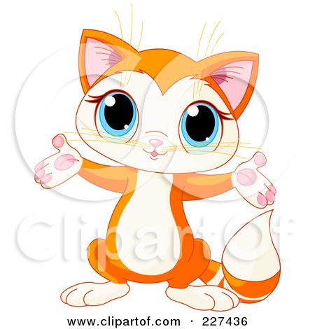 Royalty-Free (RF) Clipart Illustration of a Cute Orange Kitten Holding Out His Arms by Pushkin