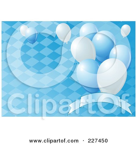 Royalty-Free (RF) Clipart Illustration of a Blue Oktoberfest Background Of A Diamond Pattern, Balloons And A Blank Banner - 1 by Pushkin