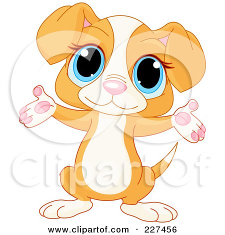 Royalty-Free (RF) Clipart Illustration of a Cute Beagle Puppy Holding Out His Arms by Pushkin