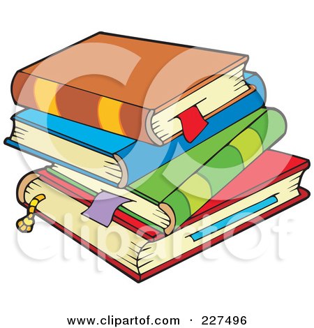Royalty-Free (RF) Clipart Illustration of a Stack Of Colorful Books by visekart