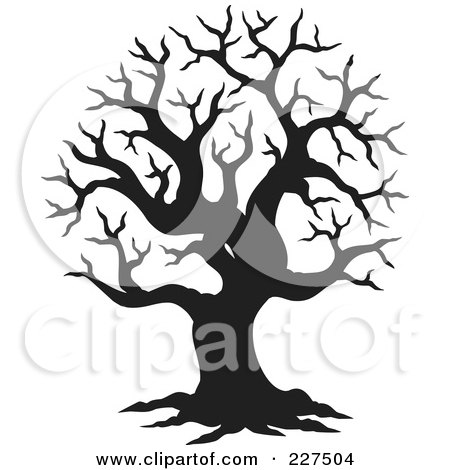 Royalty-Free (RF) Clipart Illustration of a Bare Tree Silhouette by visekart