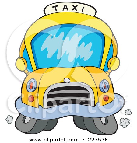 Royalty-Free (RF) Clipart Illustration of a Frontal View Of A Taxi Cab by visekart