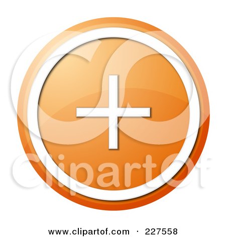 Royalty-Free (RF) Clipart Illustration of a Shiny Round Orange And White Plus Button by oboy