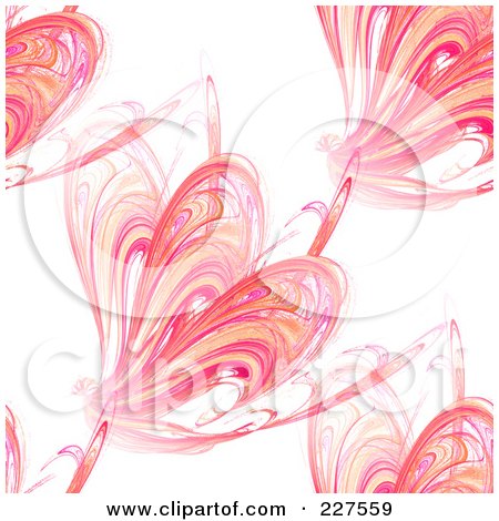 Royalty-Free (RF) Clipart Illustration of a Seamless Orange And Pink Fractal Background Pattern Over White by oboy