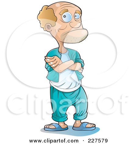 Royalty-Free (RF) Clipart Illustration of a Balding Man Standing With His Arms Crossed by YUHAIZAN YUNUS