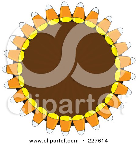 Royalty-Free (RF) Clipart Illustration of a Festive Brown Wreath With Halloween Candy Corn by Maria Bell