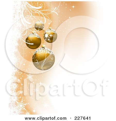 Royalty-Free (RF) Clipart Illustration of a Golden Christmas Background Of Snowy Grunge And Gold Ornaments by KJ Pargeter