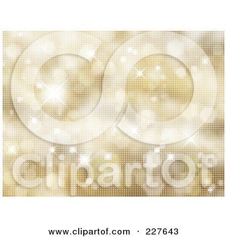 Royalty-Free (RF) Clipart Illustration of a Background Of Golden Glittery Lights And Halftone Texture by KJ Pargeter