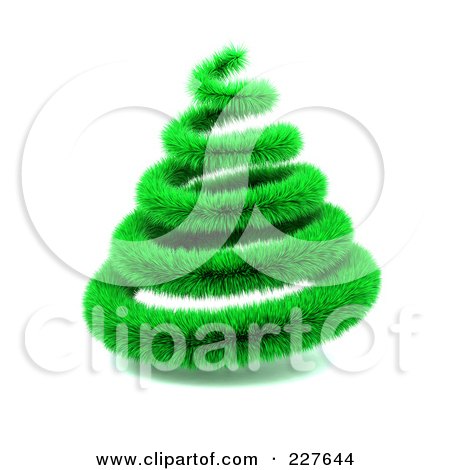 Royalty-Free (RF) Clipart Illustration of a 3d Green Furry Garland Christmas Tree by KJ Pargeter