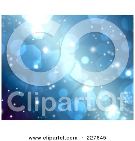 Royalty-Free (RF) Clipart Illustration of a Blue Background Of Bokeh Lights And Sparkles by KJ Pargeter