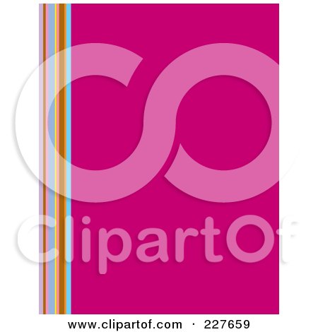 Royalty-Free (RF) Clipart Illustration of a Majenta Background With Vertical Colorful Lines On The Left Edge by Andy Nortnik